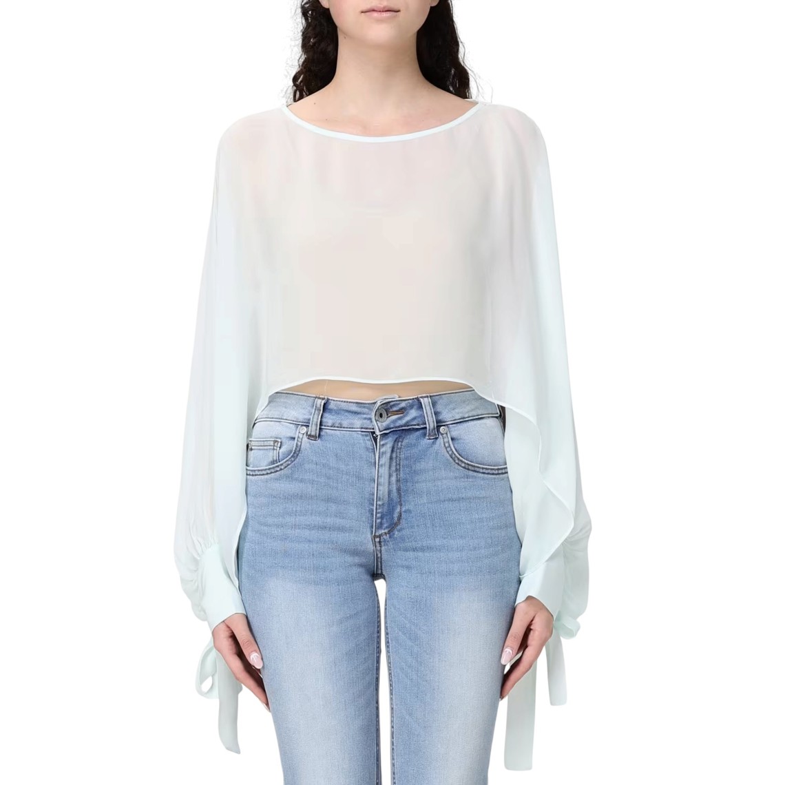 Blusa cropped in georgette Twinset