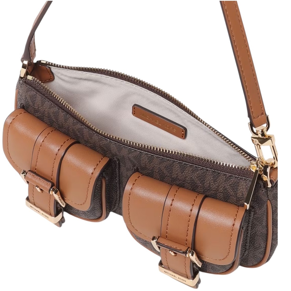 Pochette Zoe piccola con logo Michael Kors all over