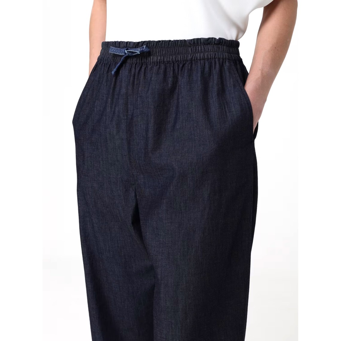 Pantaloni gamba larga Emporio Armani in cotone stretch