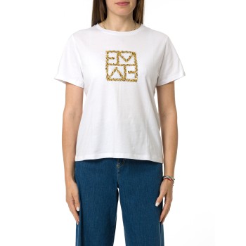 T-shirt con logo e paillettes Emme Marella