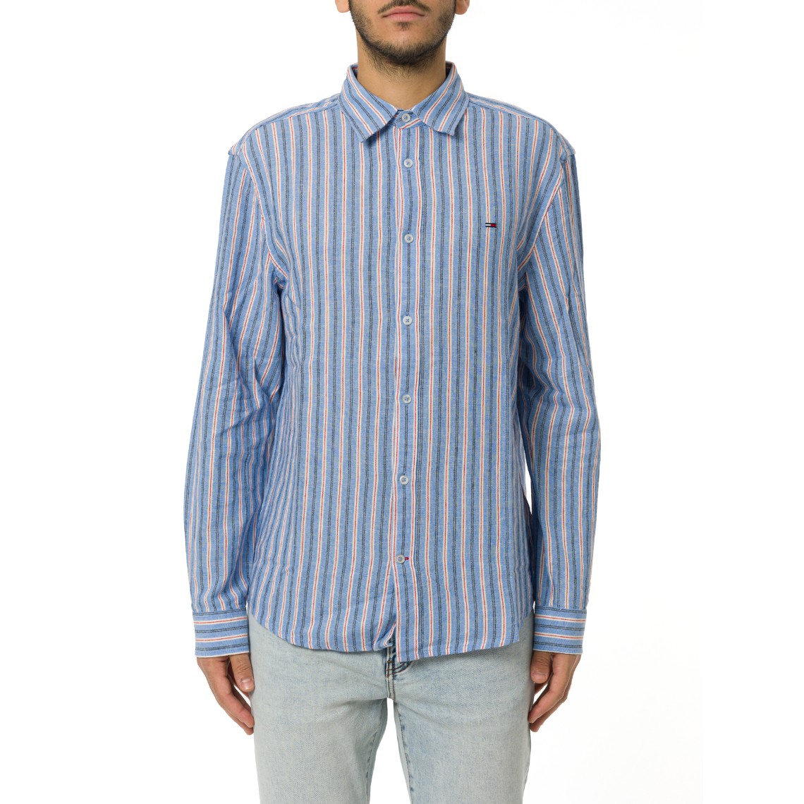 Camicia in misto lino a righe Tommy Jeans