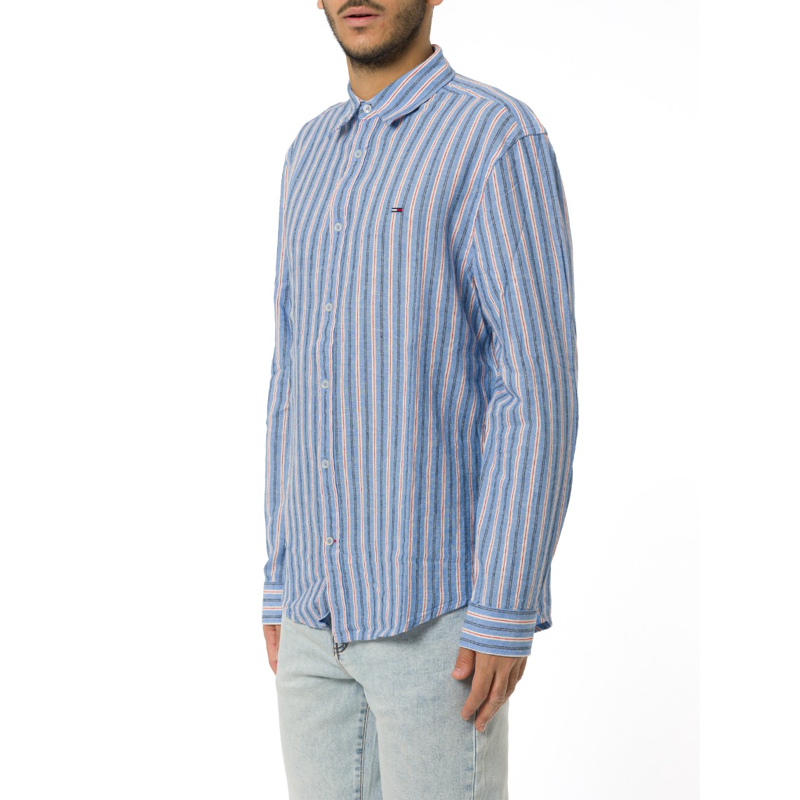Camicia in misto lino a righe Tommy Jeans