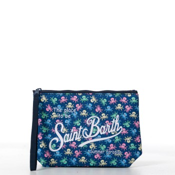 Pochette Aline in scuba blu con stampa polipetti Mc2...