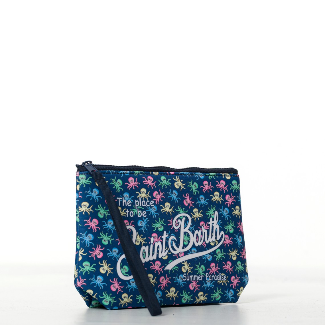 Pochette Aline in scuba blu con stampa polipetti Mc2 Saint Barth