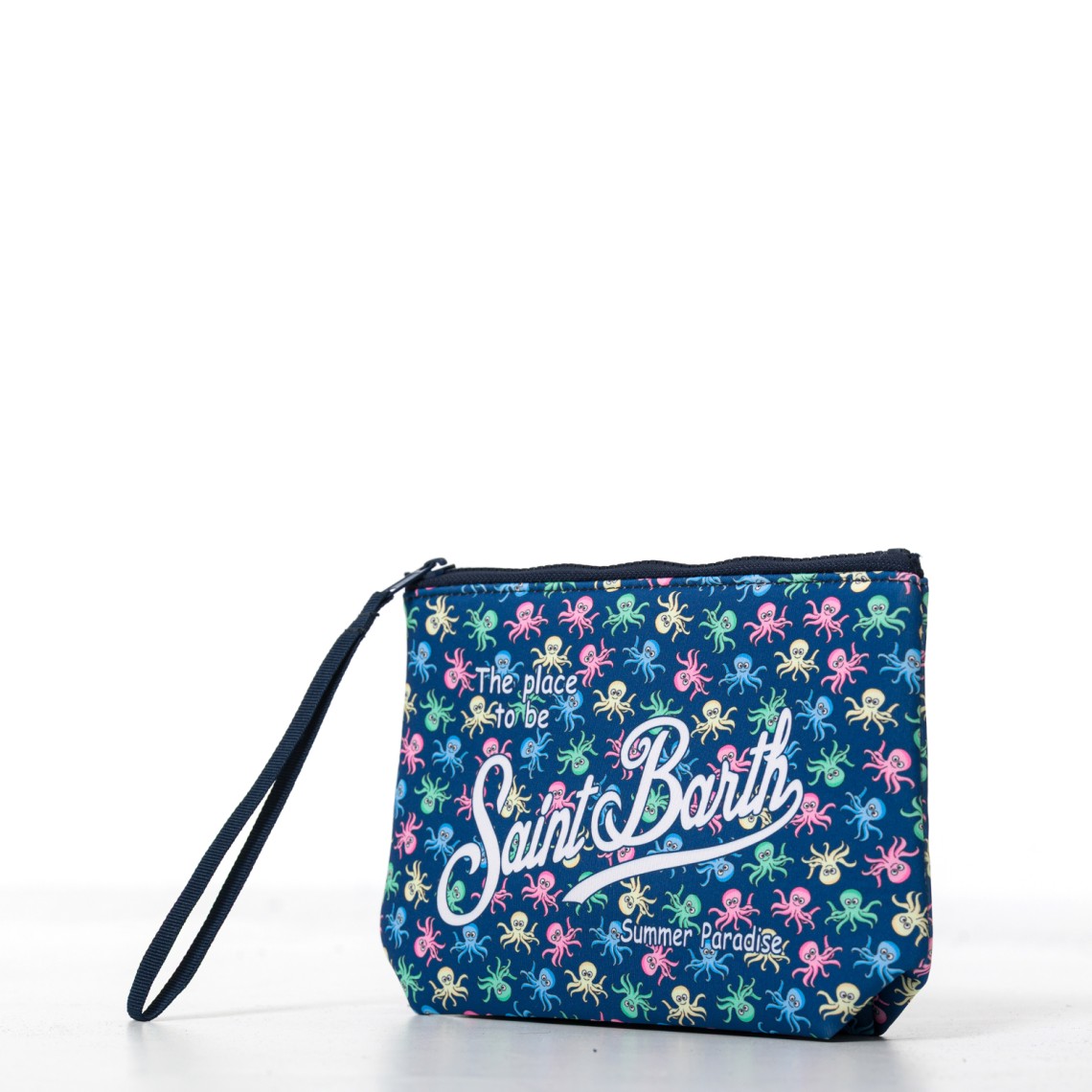 Pochette Aline in scuba blu con stampa polipetti Mc2 Saint Barth