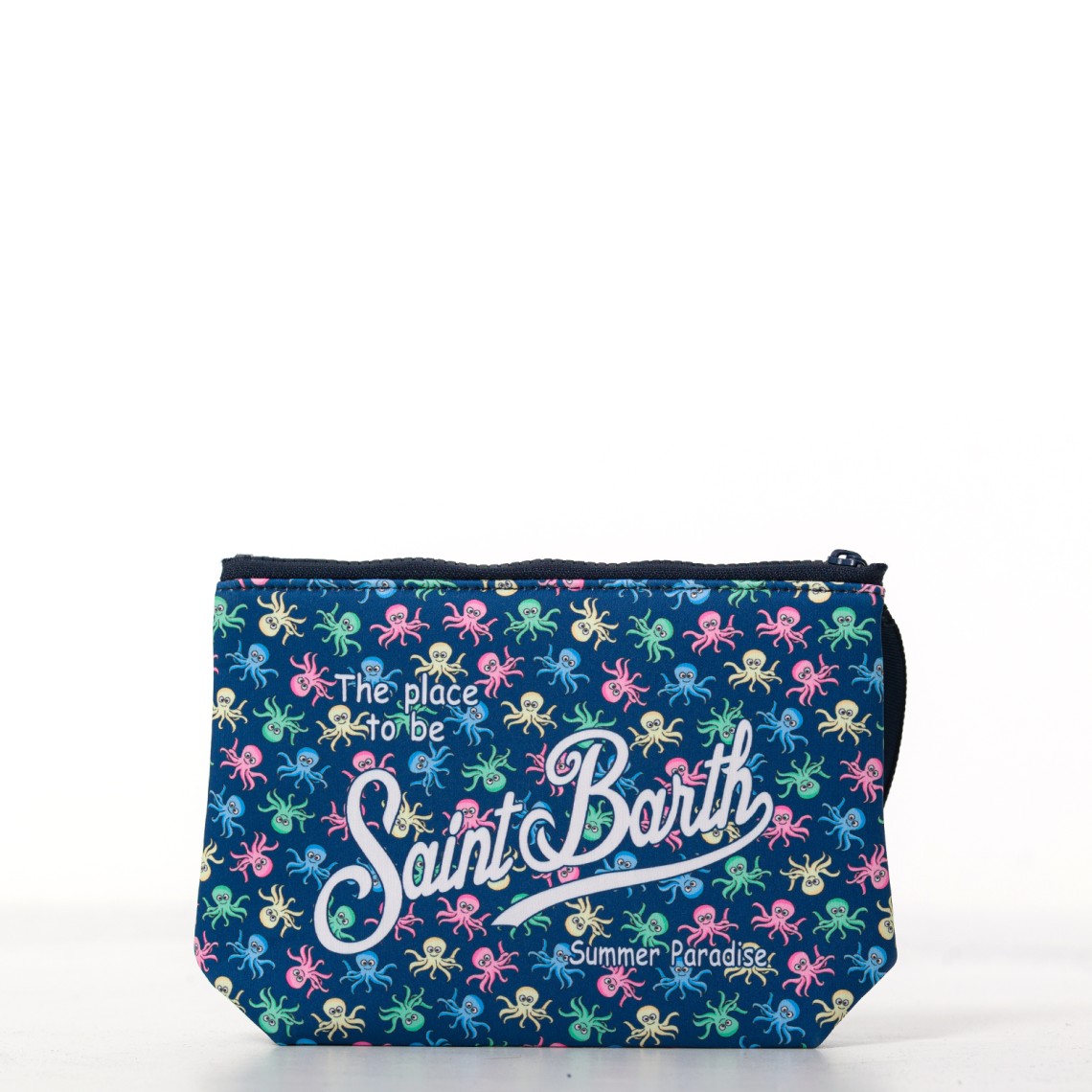Pochette Aline in scuba blu con stampa polipetti Mc2 Saint Barth
