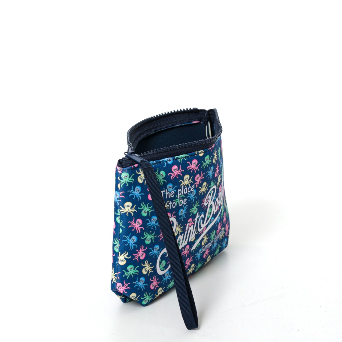 Pochette Aline in scuba blu con stampa polipetti Mc2 Saint Barth