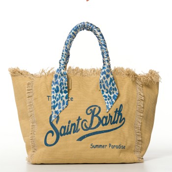 Borsa Vanity regular in canvas beige con twill removibile...