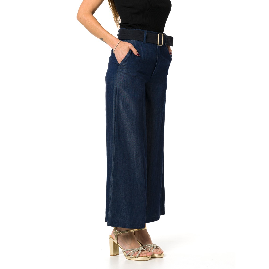 Pantaloni wide-leg cropped con cintura Liu Jo