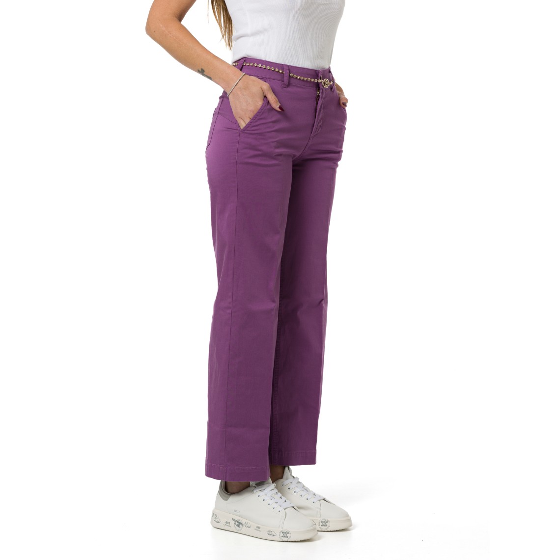 Pantaloni flare a vita alta con cintura Liu Jo