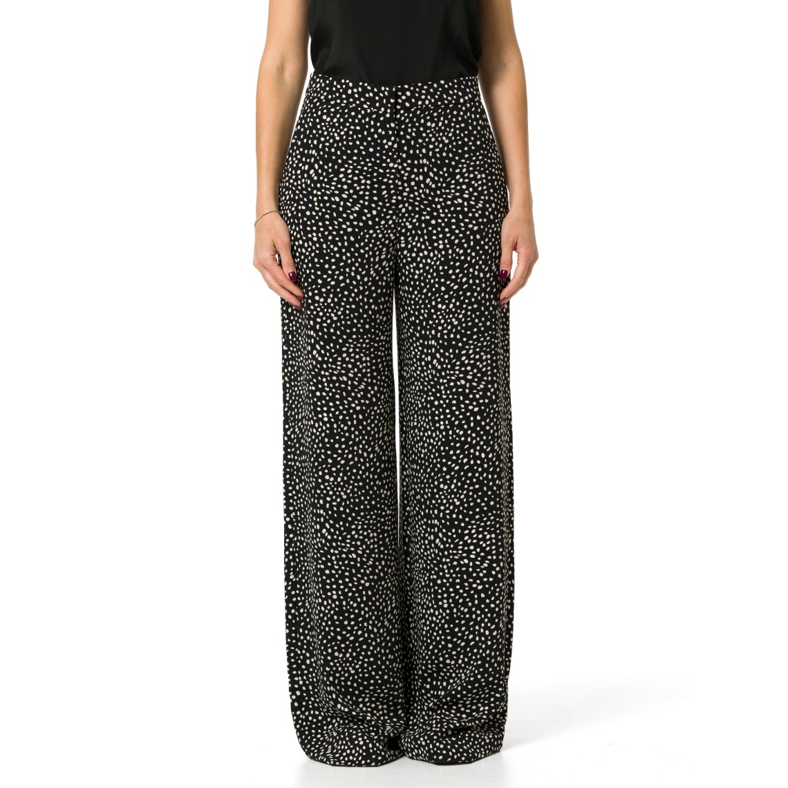 Pantaloni wide-leg in sablè stampato Mstfresco Max Mara Studio
