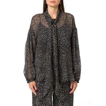 Blusa in chiffon di seta stampato con fusciacca Mstetere...