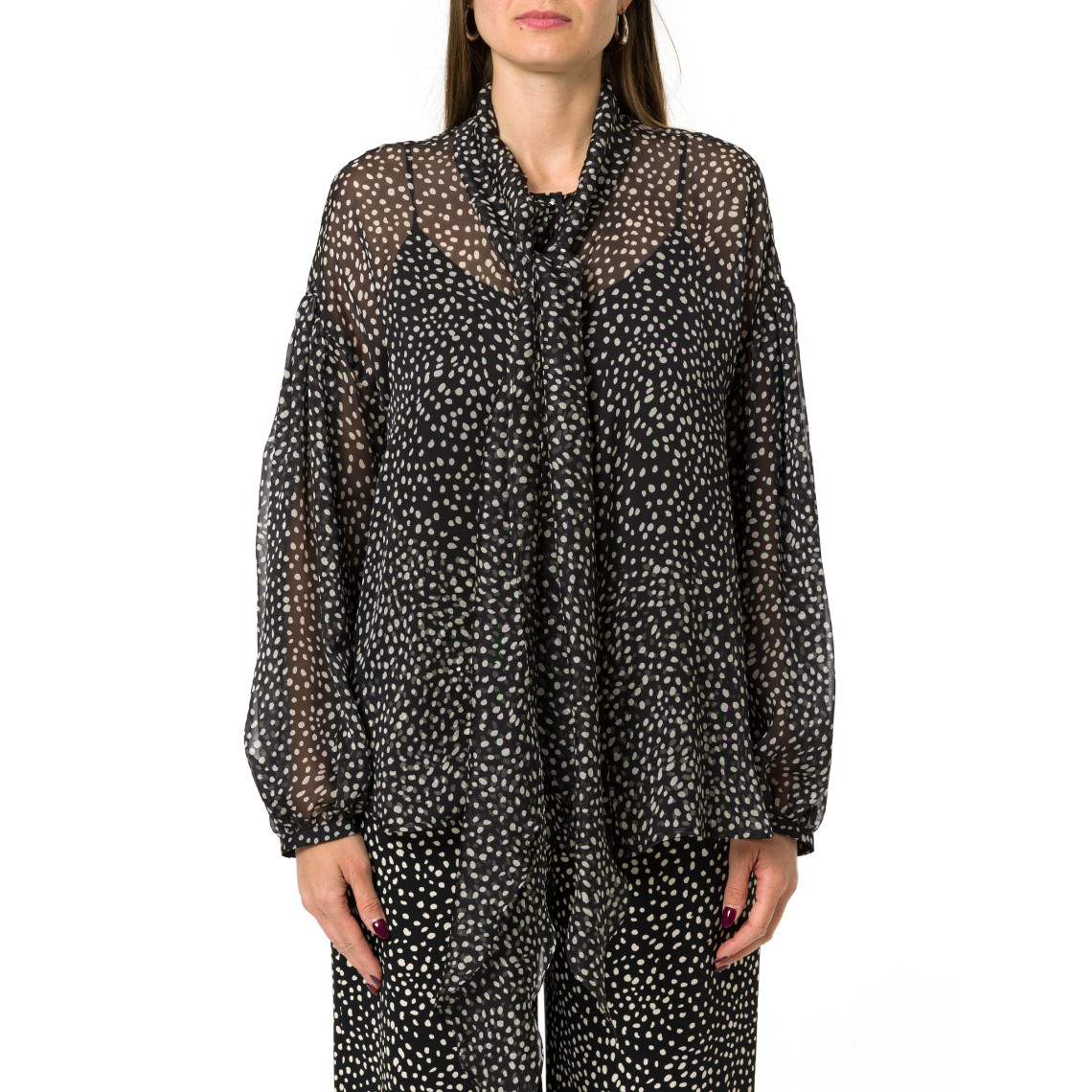 Blusa in chiffon di seta stampato con fusciacca Mstetere Max Mara Studio
