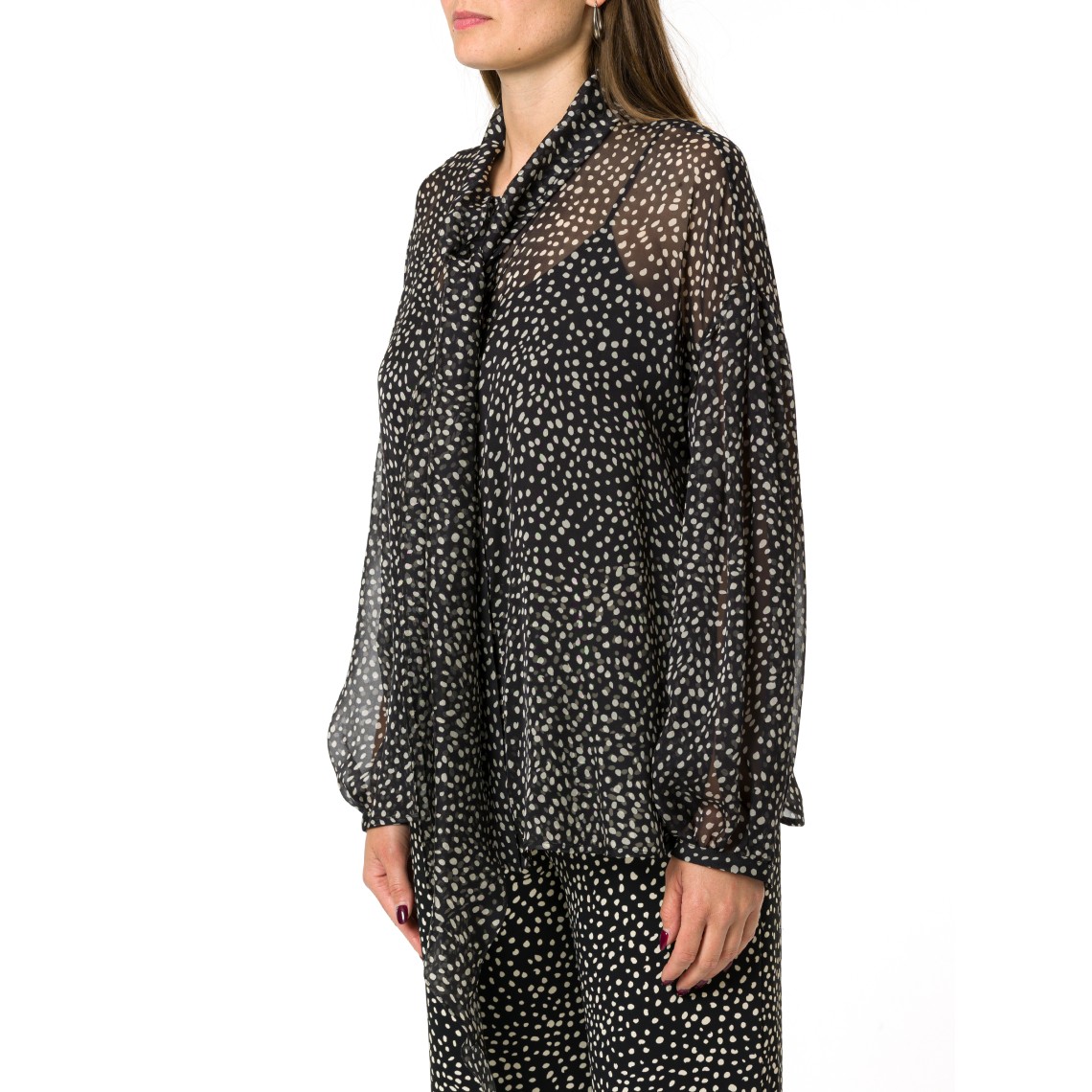 Blusa in chiffon di seta stampato con fusciacca Mstetere Max Mara Studio