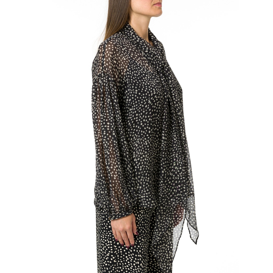 Blusa in chiffon di seta stampato con fusciacca Mstetere Max Mara Studio