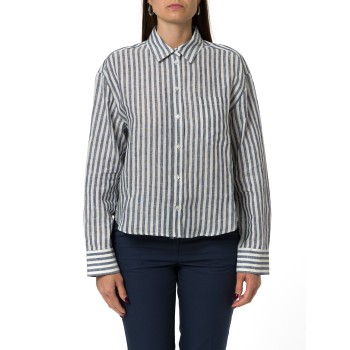 Camicia boxy cropped in tela di lino Wkdalbatro Weekend...