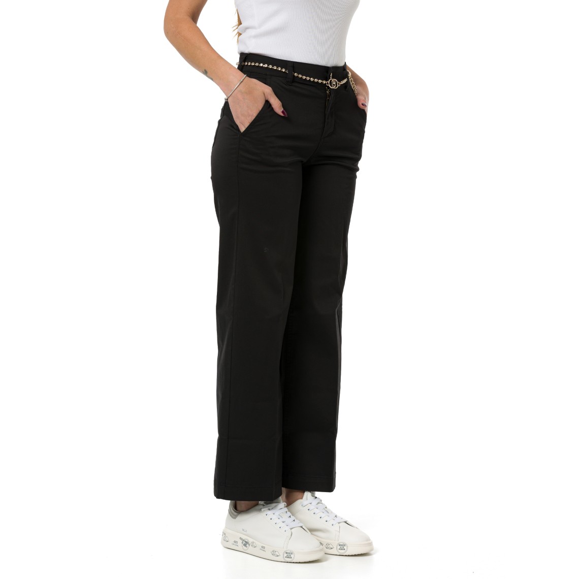Pantaloni flare a vita alta con cintura Liu Jo