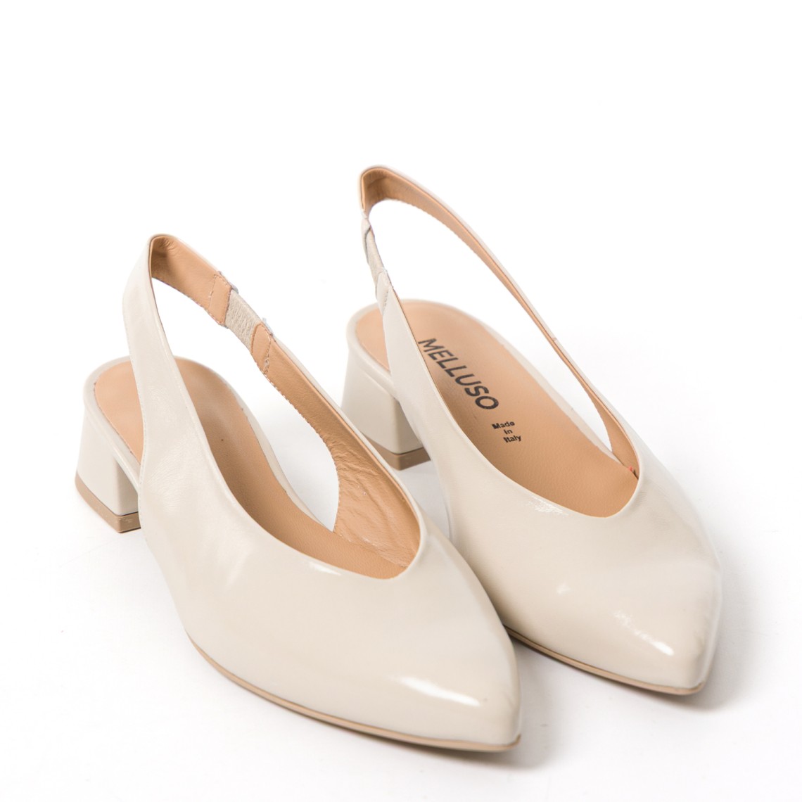 Slingback a punta con scollo a V in pelle Melluso