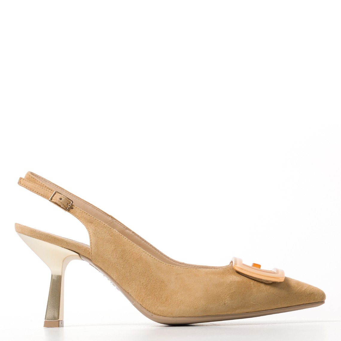 Slingback in camoscio con maxi fibbia Melluso