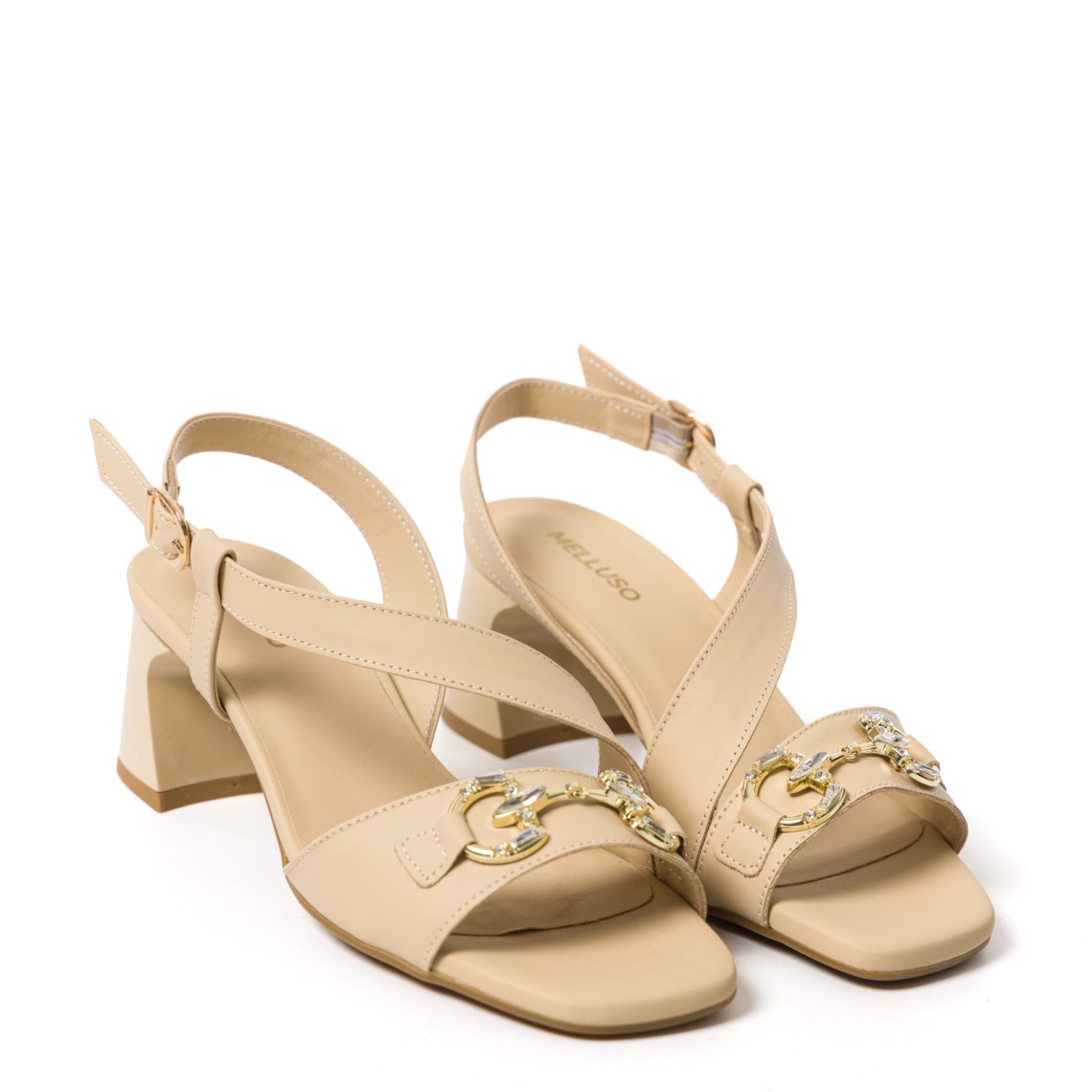 Sandali slingback con tacco e dettagli gioiello Melluso