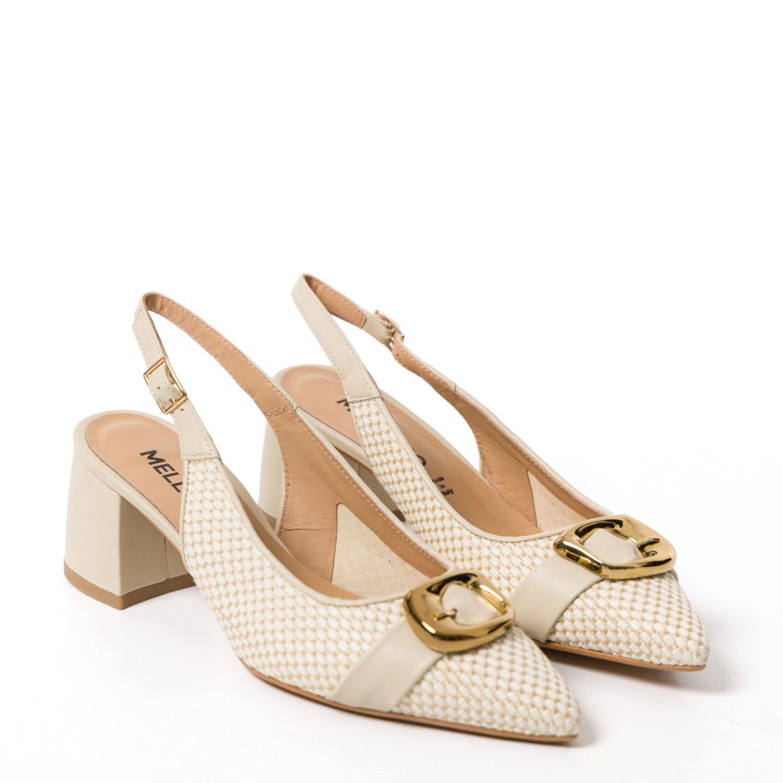 Slingback intrecciata con fibbia metallica Melluso