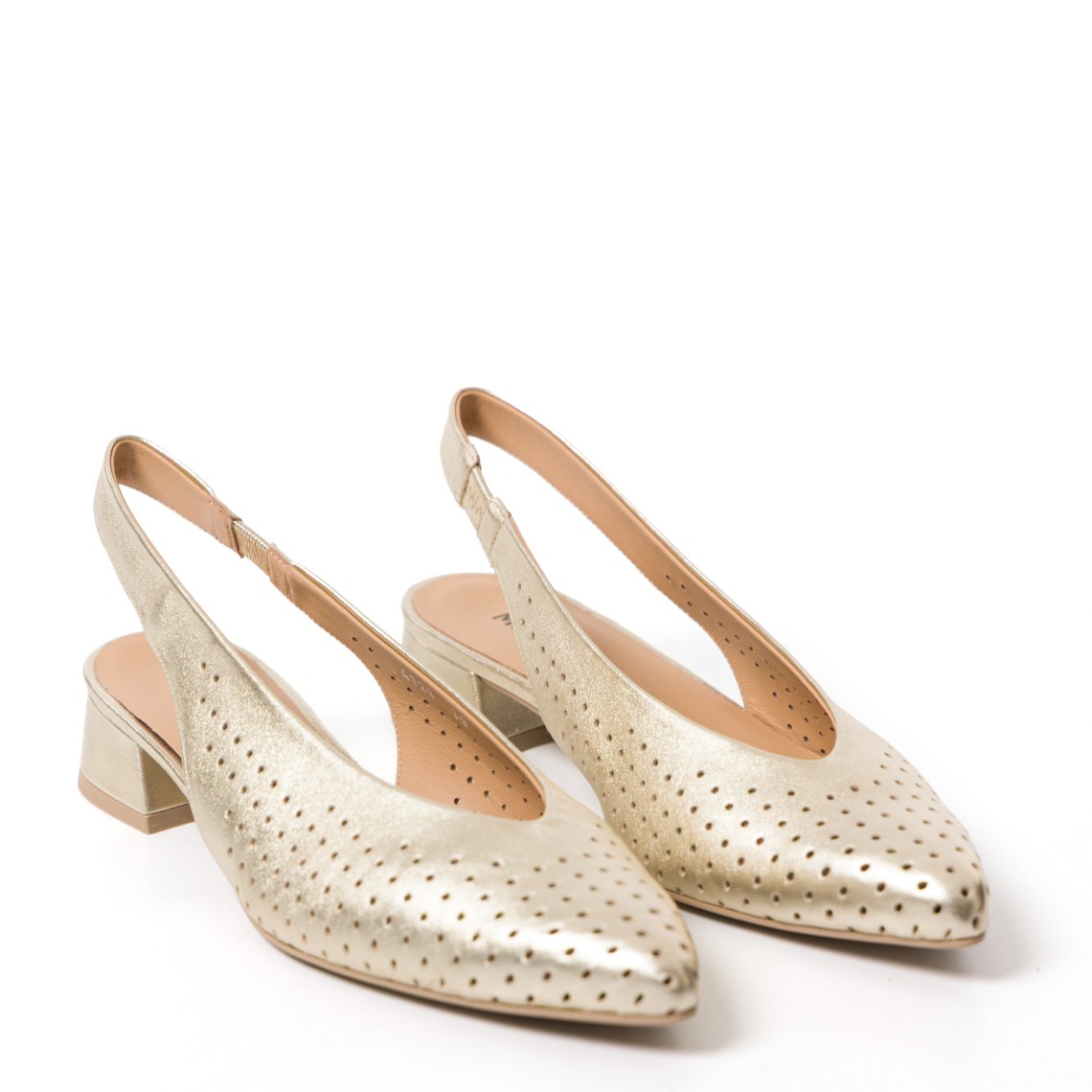 Sandali con tacco in pelle laminata Melluso