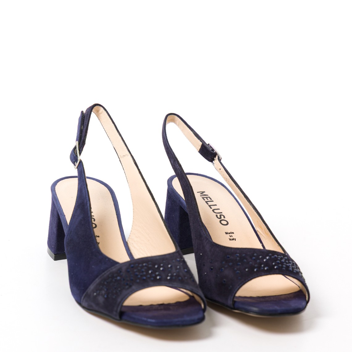 Sandali slingback Melluso in camoscio con strass