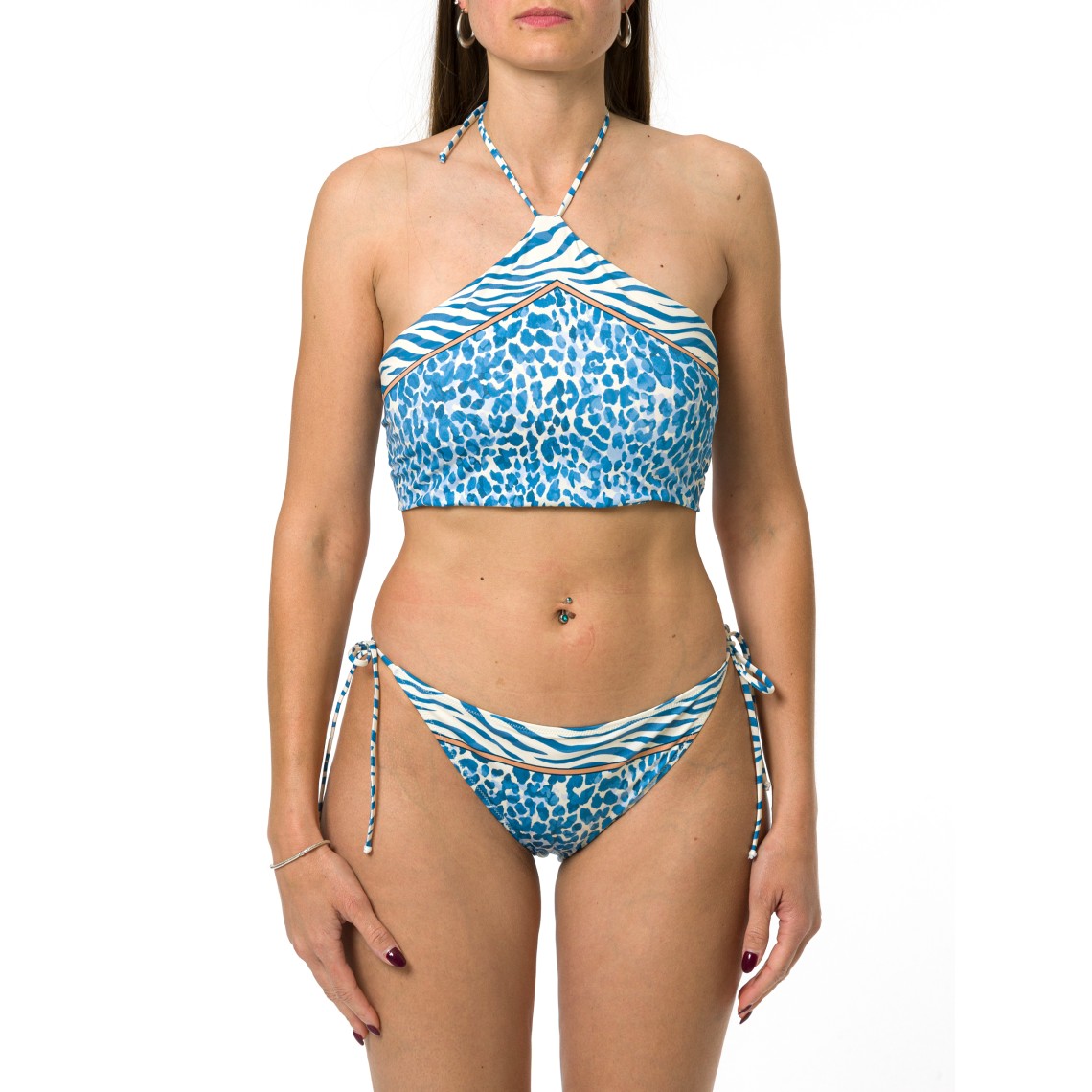 Top bikini Nairobi halter con stampa piazzata safari animalier Mc2 Saint Barth