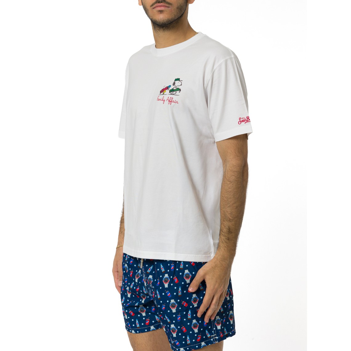 T-shirt Portofino bianca con ricamo Snoopy Family Affair Mc2 Saint Barth