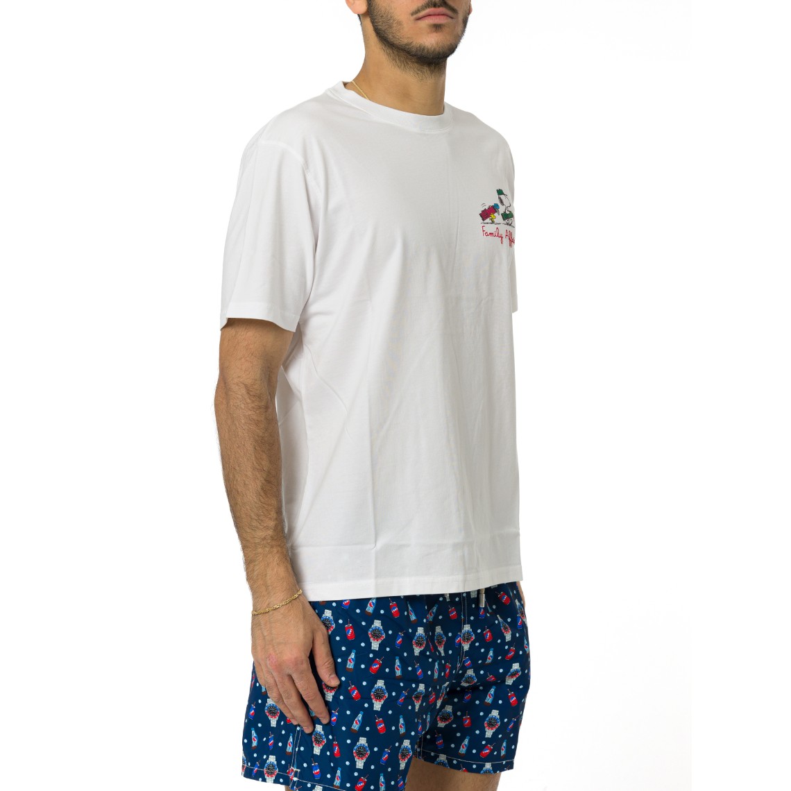 T-shirt Portofino bianca con ricamo Snoopy Family Affair Mc2 Saint Barth