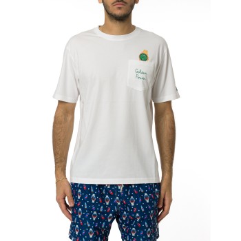 T-shirt Austin bianca con orologio e ricamo Golden Power...