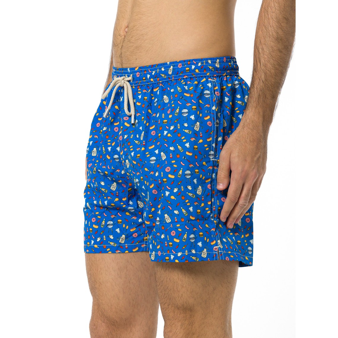 Costume mare Lighting Micro bluette con stampa street food all-over Mc2 Saint Barth
