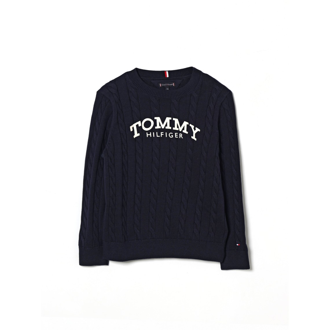 Pullover in maglia intrecciata con logo Tommy Hilfiger