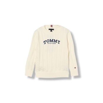 Pullover in maglia intrecciata con logo Tommy Hilfiger