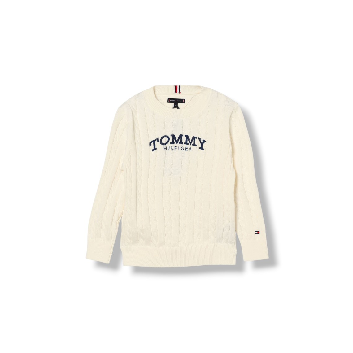Pullover in maglia intrecciata con logo Tommy Hilfiger