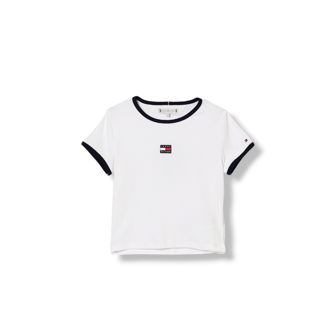 T-shirt Heritage extra slim fit a coste con bandiera Tommy Hilfiger