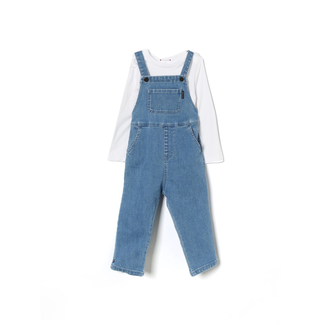 Completo T-shirt e salopette in denim Tommy Hilfiger