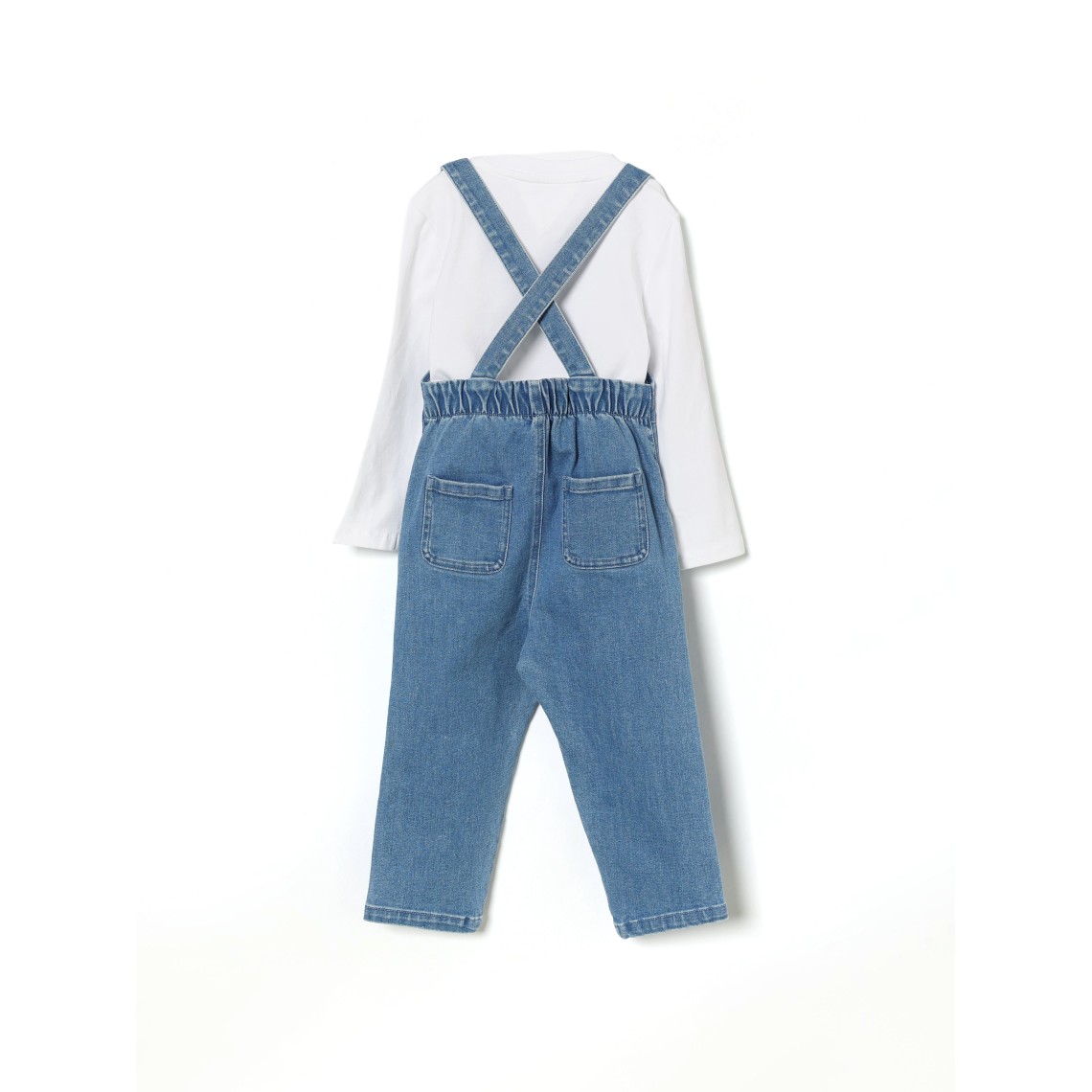Completo T-shirt e salopette in denim Tommy Hilfiger