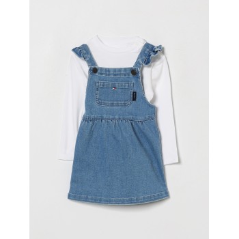 Completo T-shirt e vestito salopette in denim Tommy Hilfiger