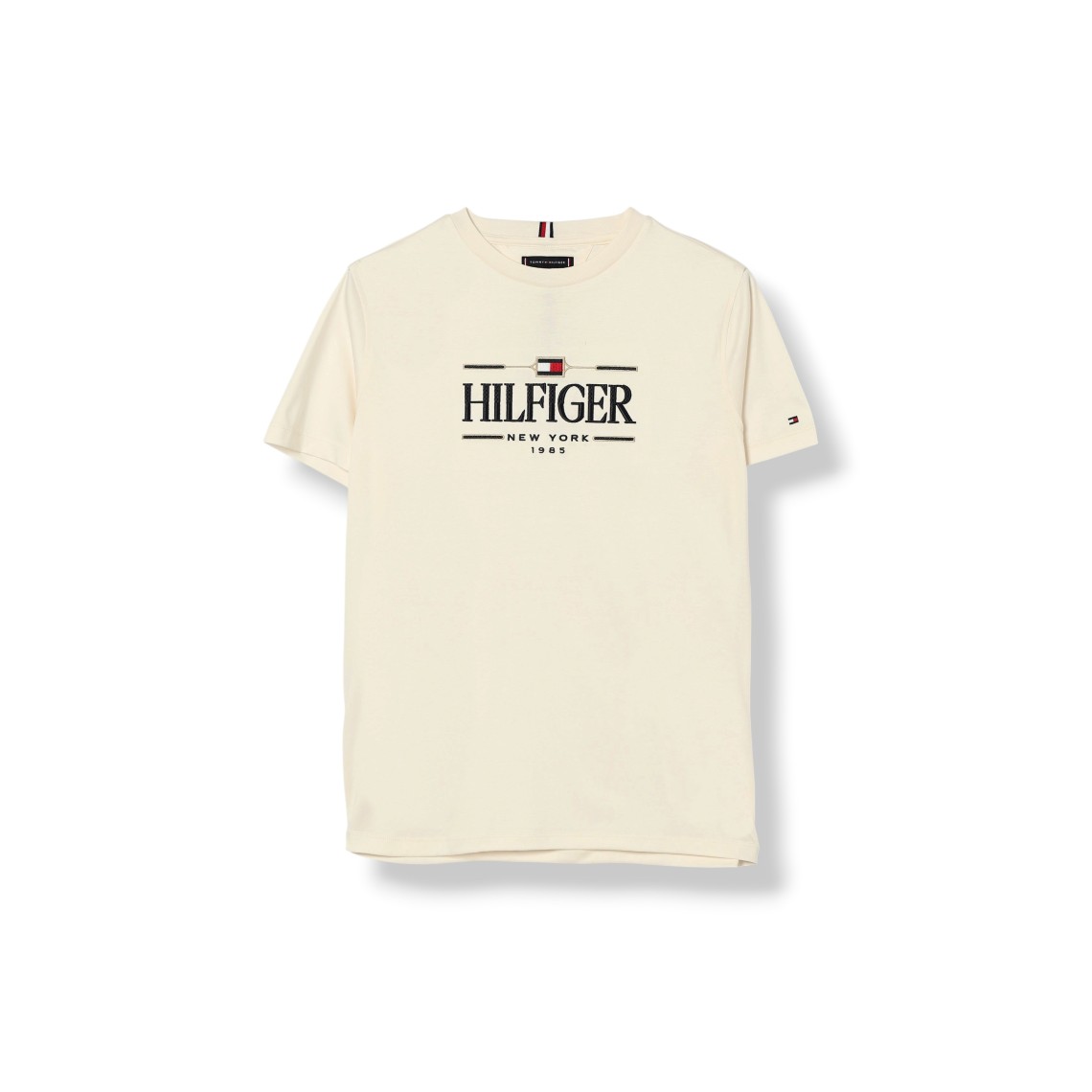T-shirt girocollo Tommy Hilfiger da bambino in cotone con logo a contrasto
