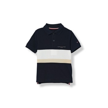 Polo Tommy Hilfiger da bambino a righe in cotone con logo...