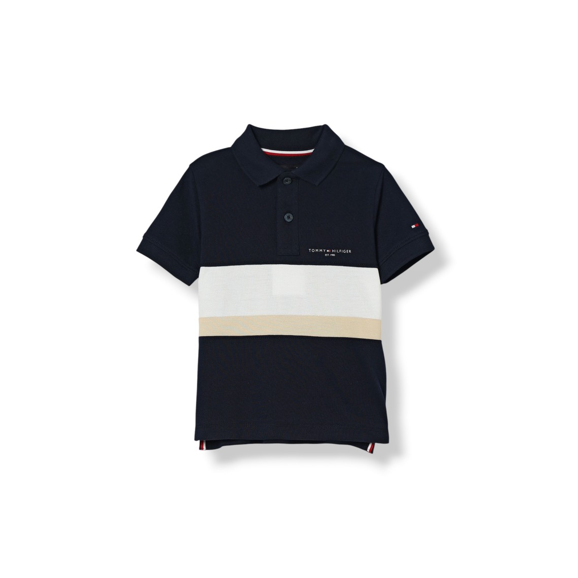 Polo Tommy Hilfiger da bambino a righe in cotone con logo ricamato