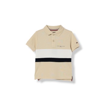 Polo Tommy Hilfiger da bambino a righe in cotone con logo...