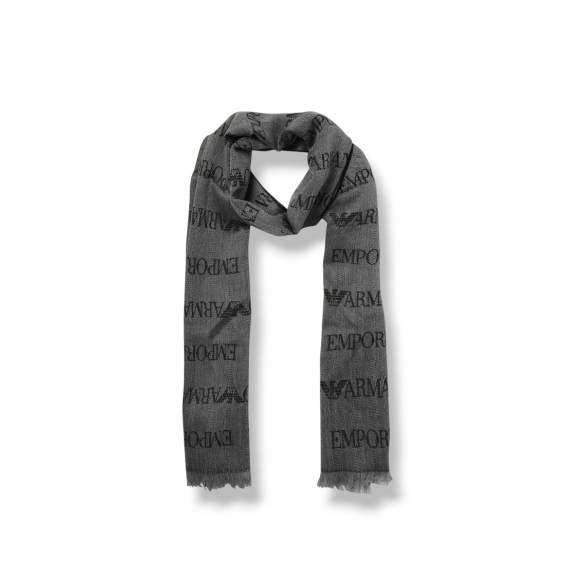 Sciarpa Emporio Armani in lana vergine con logo jacquard