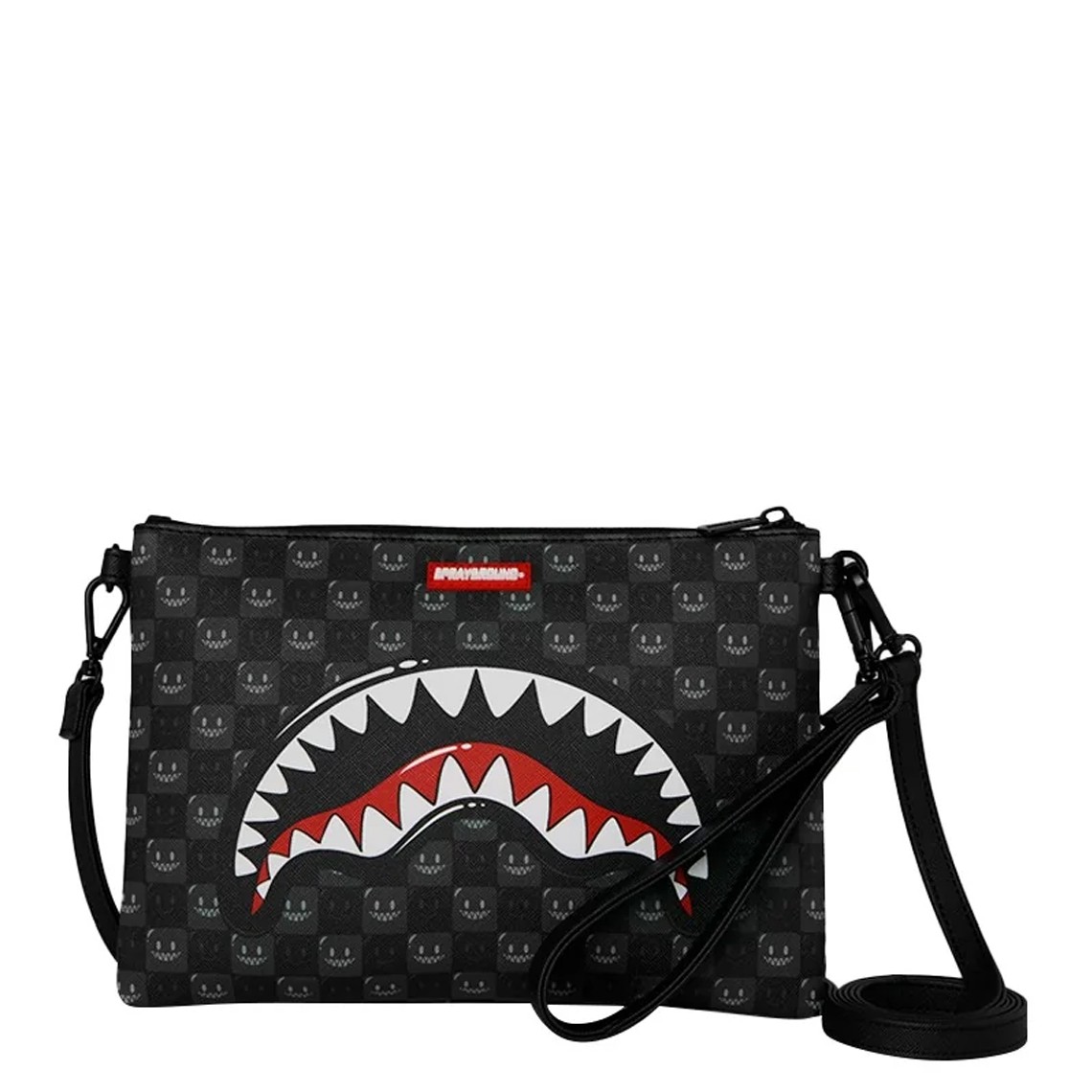 Pochette Shark in Paris WTF Bubbly Black Check Crossover Sprayground