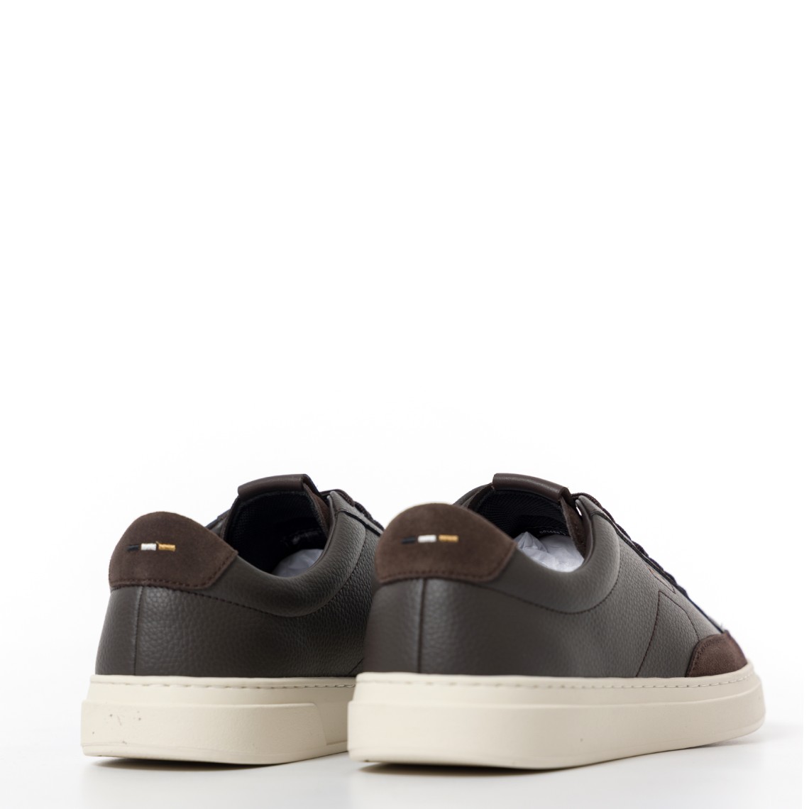 Sneakers basse Kieran Boss in pelle martellata con logo stampato