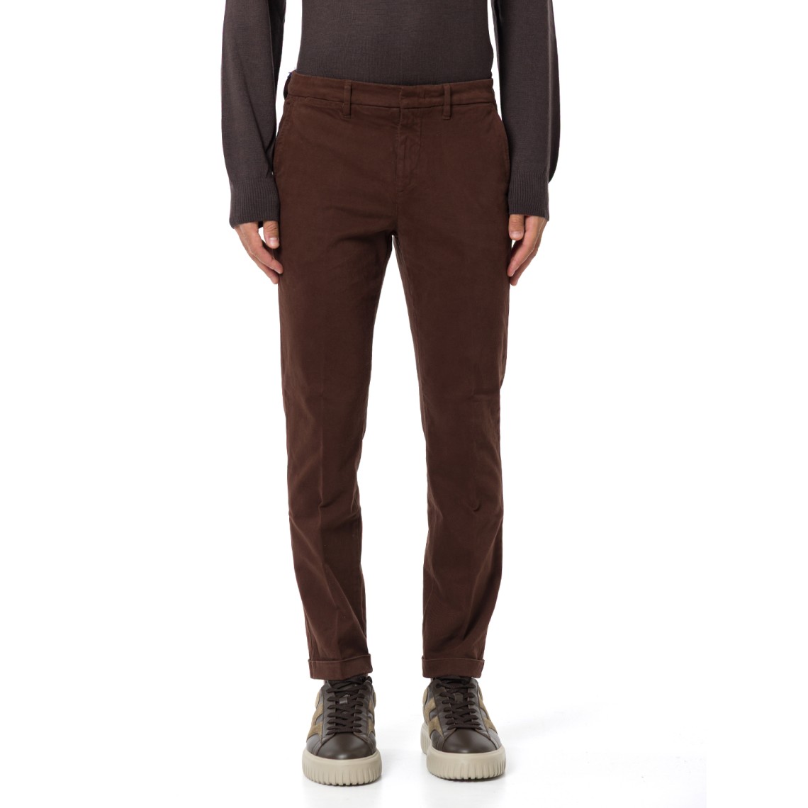 Pantaloni slim fit in gabardine di cotone Fay