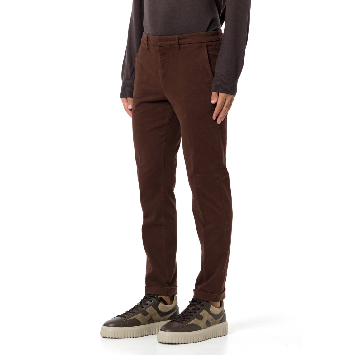 Pantaloni slim fit in gabardine di cotone Fay