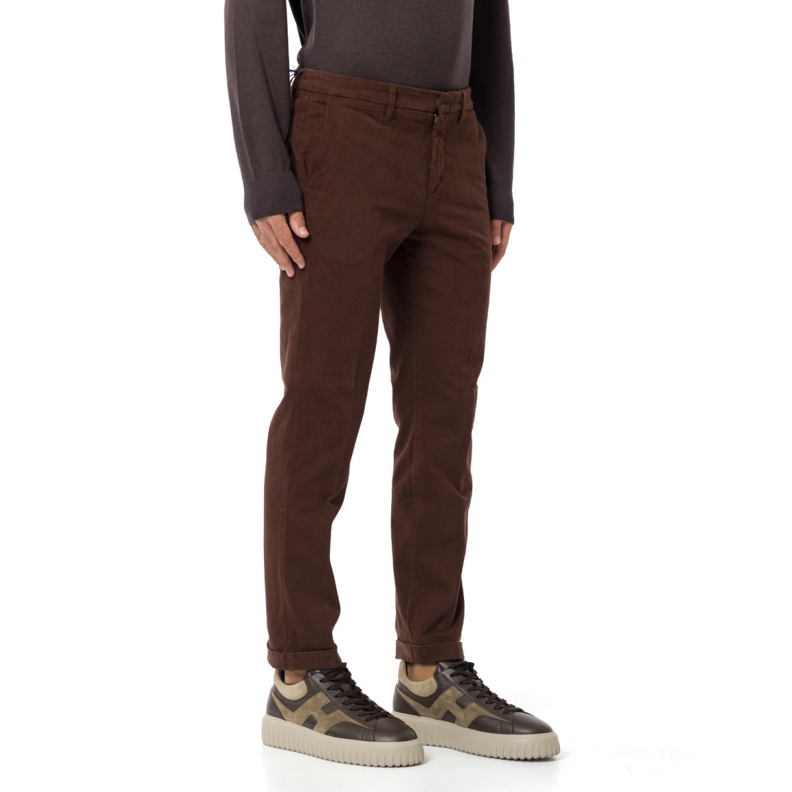 Pantaloni slim fit in gabardine di cotone Fay