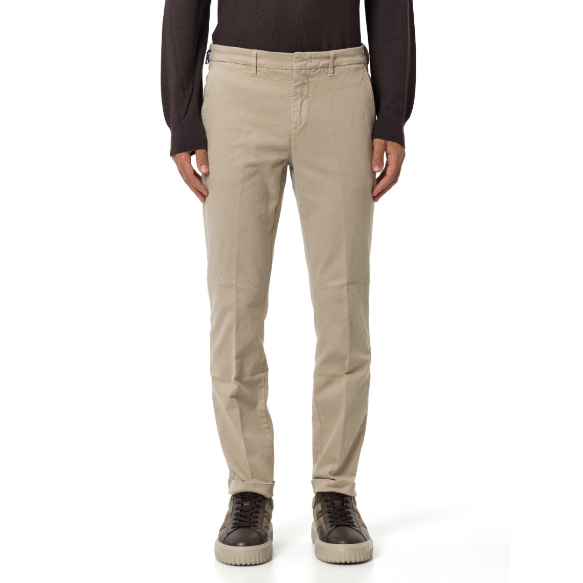 Pantaloni slim fit in gabardine di cotone Fay